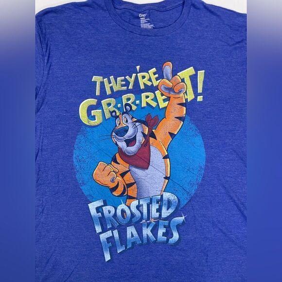 Gap Frosted Flakes They're Great Cereal Graphic T-shirt Men Large Blue - Picture 2 of 5
